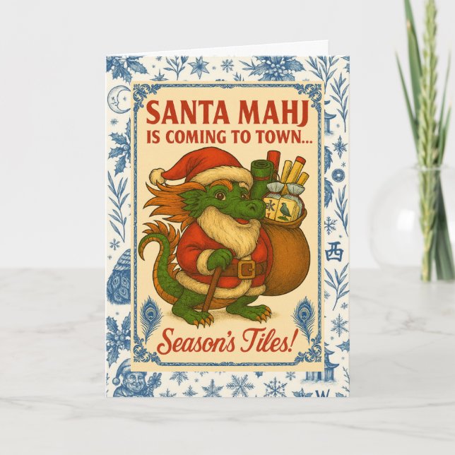 Tarjeta Festiva Santa Mahj! Holiday Card (Anverso)