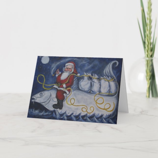 Tarjeta Festiva Santa náutico (Anverso)