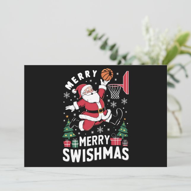 Tarjeta Festiva Santa Navidades de Feliz Swishmas Jugando Balonces (Anverso de pie)