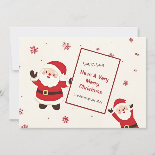 Tarjeta Festiva Santa navideño retro lindo (Anverso)