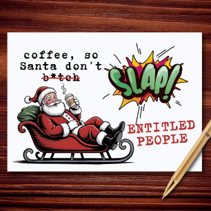 Tarjeta Festiva Santa Necesita Café Antes de Perder la Calma Navid