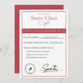 Tarjeta Festiva Santa Notificación De Retraso De Entrega Editable
