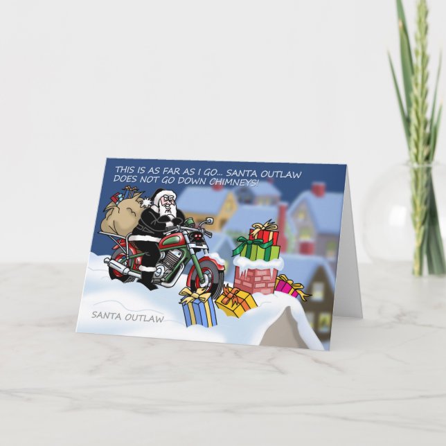 Tarjeta Festiva Santa Outlaw© Christmas Card (Chimney) (Anverso)
