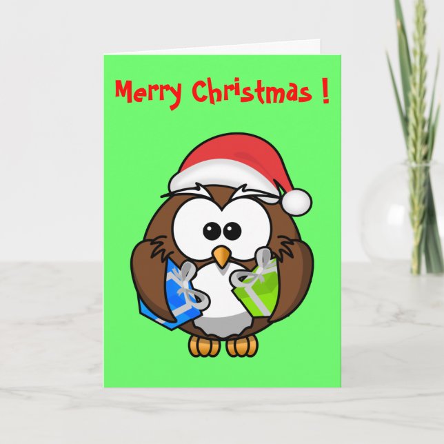 TARJETA FESTIVA SANTA OWL (Anverso)