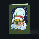 Tarjeta Festiva Santa Owl y su amigo snowman, personalizado de tex<br><div class="desc">Todo esto alrededor de navidades diseñados / la tarjeta de Año Nuevo muestra en el frente y dentro de un lindo búho con un sombrero de Papá Noel y su amigo muñeco de nieve contra una noche oscura de nieve con copos de nieve y árboles de Navidad. El texto de...</div>