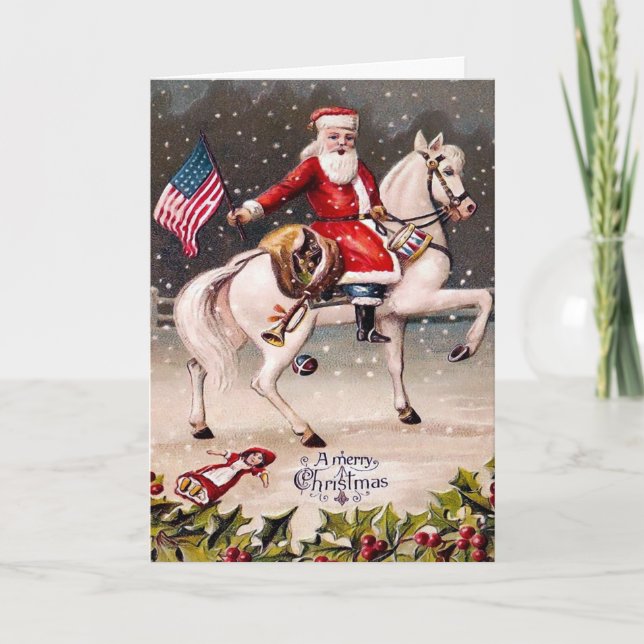 Tarjeta Festiva Santa Patriótica Vintage (Anverso)