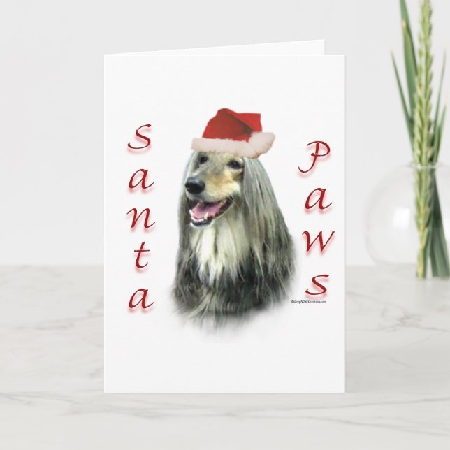 Tarjeta Festiva Santa Paws afganos (Anverso)