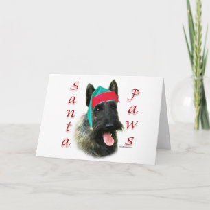 Tarjeta Festiva Santa Paws de Escocia Terrier (romano le)