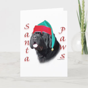 Tarjeta Festiva Santa Paws de Newfoundland (blk)