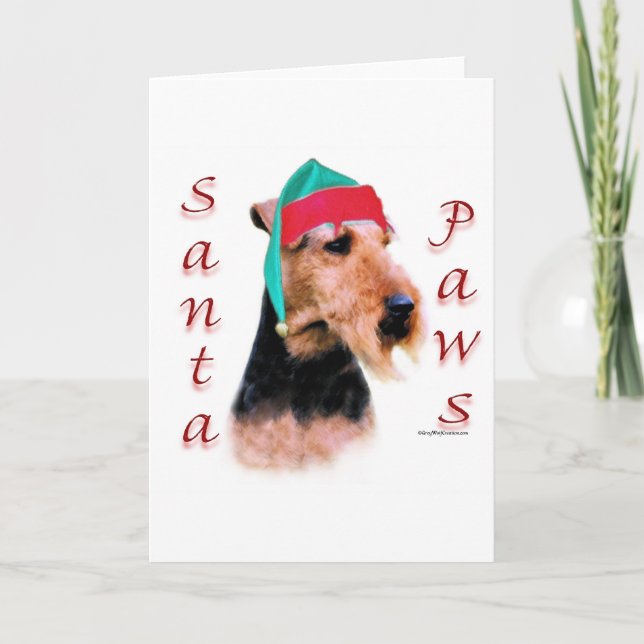 Tarjeta Festiva Santa Paws de Welsh Terrier (Anverso)