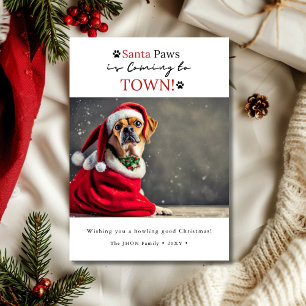 Tarjeta Festiva ¡Santa Paws está llegando a la ciudad! Navidades d