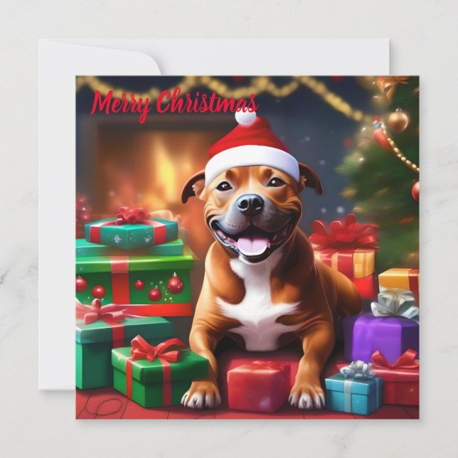 Tarjeta Festiva "Santa Paws: La sorpresa festiva de un soldado" (Anverso)