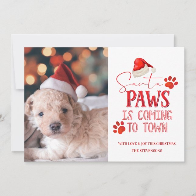 Tarjeta Festiva Santa Paws llega a los Navidades de la ciudad (Anverso)