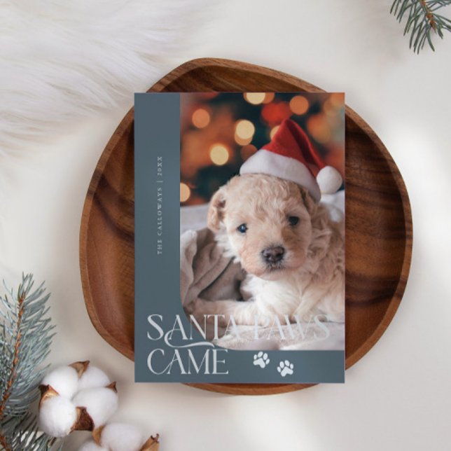 Tarjeta Festiva Santa Paws llegó con Navidades Blue Slate (Subido por el creador)