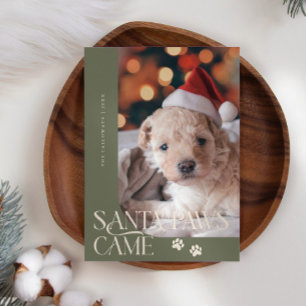 Tarjeta Festiva Santa Paws llegó con Navidades verdes de foto de p