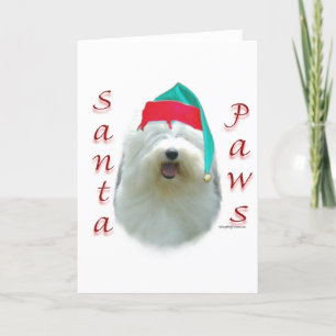 Tarjeta Festiva Santa Paws, un viejo perro pastor inglés