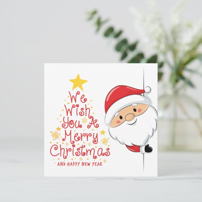 Tarjeta Festiva Santa Peek Holiday Card  (Anverso de pie)