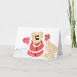 Tarjeta Festiva Santa Perro - No te comas la nieve amarilla