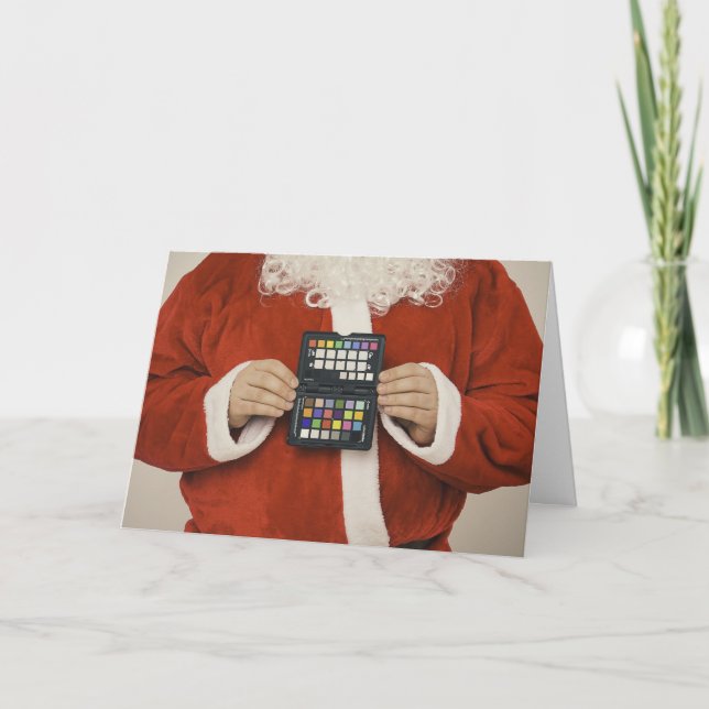 Tarjeta Festiva Santa personalizada con paleta de maquillaje (Anverso)