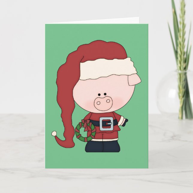 Tarjeta Festiva Santa Pig Claus (Anverso)