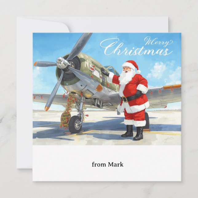 Tarjeta Festiva Santa Pilot  Christmas Flight for Aviation Staff (Anverso)