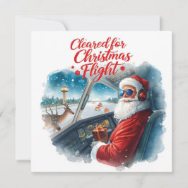 Tarjeta Festiva "Santa Piloto en la aviación de Cockpit