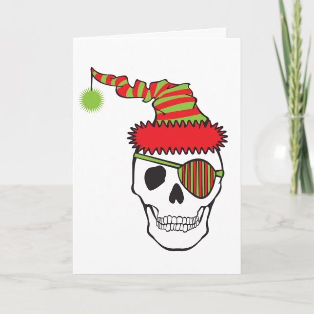 Tarjeta Festiva Santa Pirate Skull (Anverso)