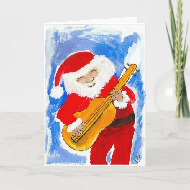 Tarjeta Festiva Santa Playin' Bass (Anverso)