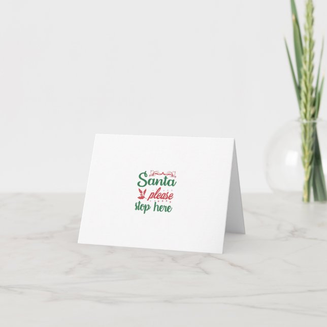 Tarjeta Festiva Santa Please Stop Here (Anverso)