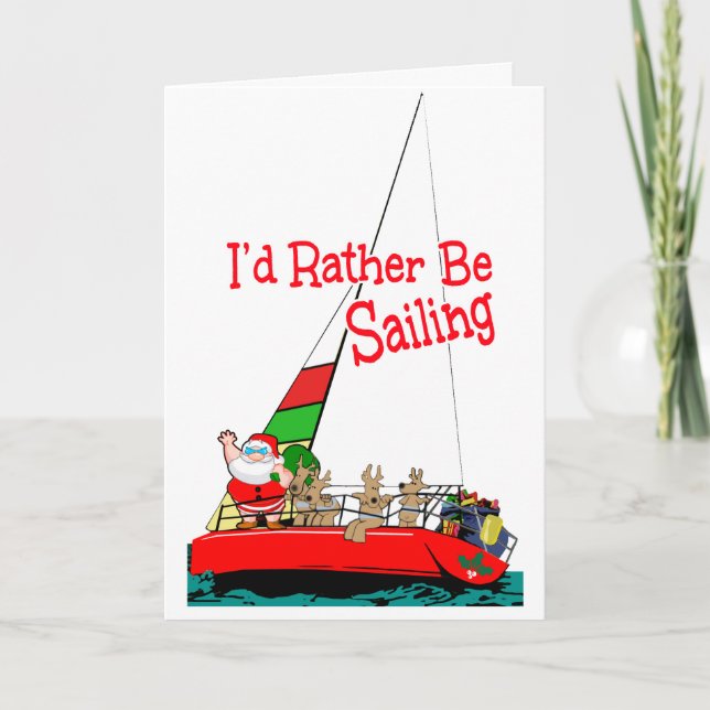 Tarjeta Festiva Santa preferiría navegar por los Navidades (Anverso)