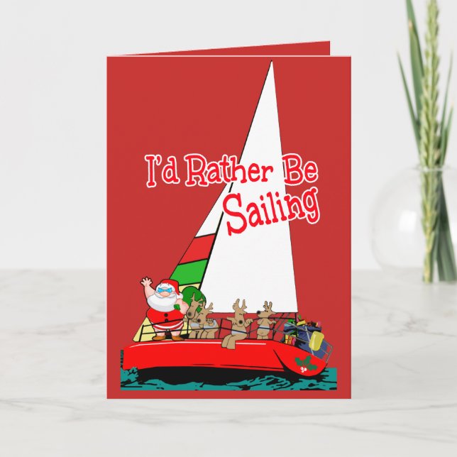 Tarjeta Festiva Santa preferiría navegar por los Navidades (Anverso)