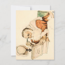 Tarjeta Festiva Santa Preparándose - Norman Rockwell
