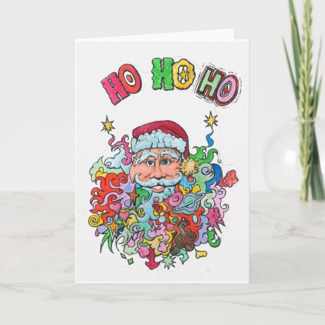 Tarjeta Festiva Santa Psicodélica (Anverso)