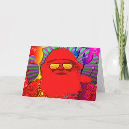 Tarjeta Festiva Santa psicodélico - Yule fresco