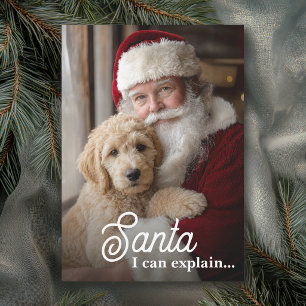 Tarjeta Festiva Santa Puedo Explicar Foto Divertida de Mascota en