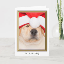 Tarjeta Festiva Santa Puppy No Peeking