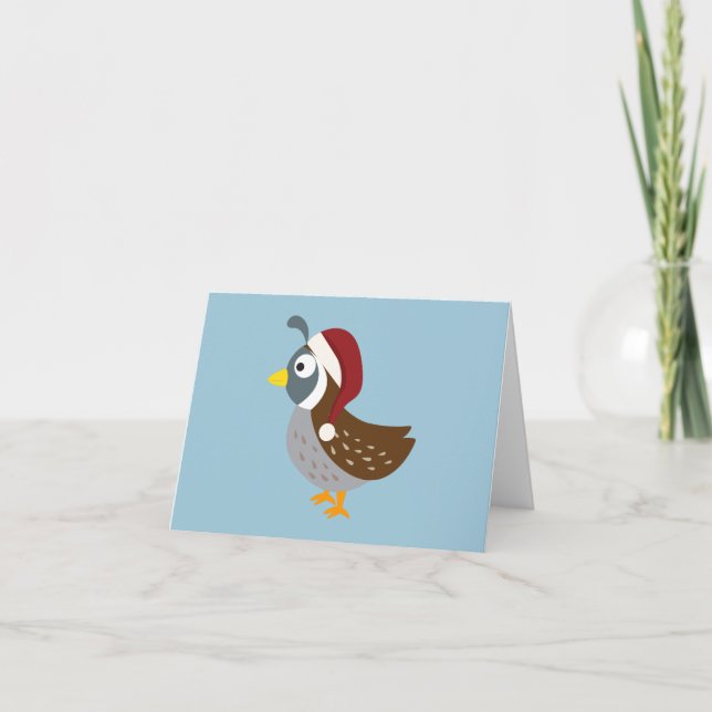 Tarjeta Festiva Santa Quail (Anverso)