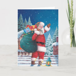 Tarjeta Festiva Santa que agita adiós