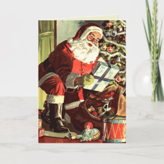 Tarjeta Festiva Santa que entrega presentes