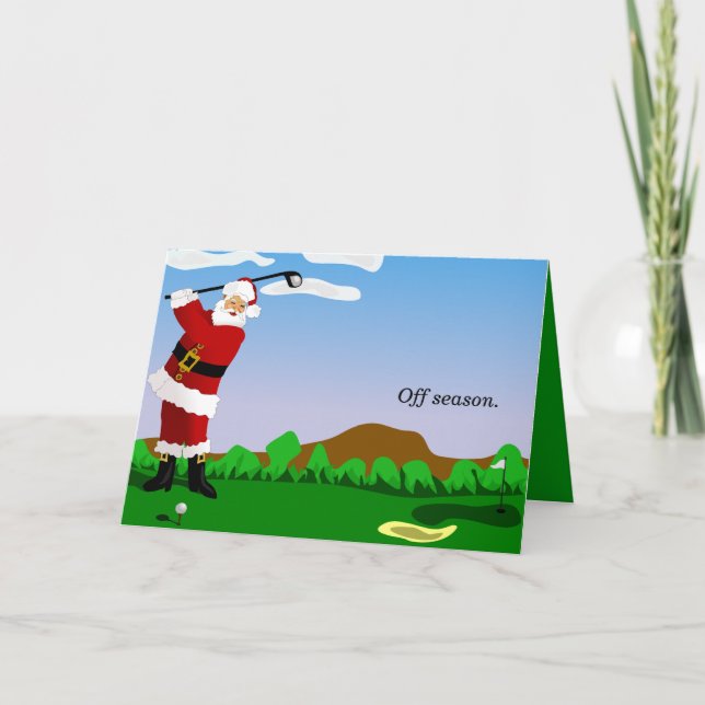 Tarjeta Festiva Santa que juega a golf (Anverso)