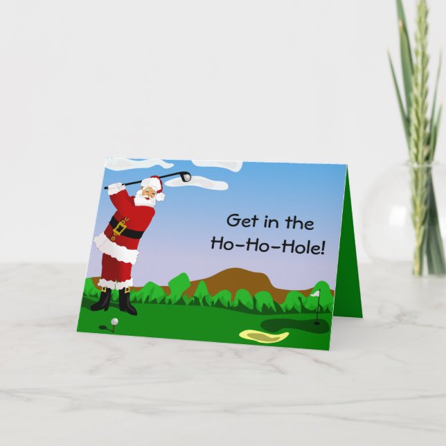 Tarjeta Festiva Santa que juega a golf (Anverso)