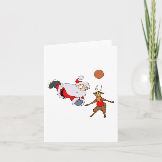Tarjeta Festiva santa que juega a voleibol (Anverso)