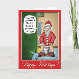 Tarjeta Festiva Santa que usa el lavabo