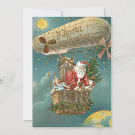 Tarjeta Festiva Santa Regala Regalos Globo Aerostático Árbol de Na
