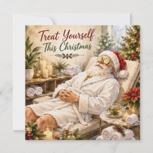 Tarjeta Festiva Santa relajándose en sauna Relájate en las fiestas