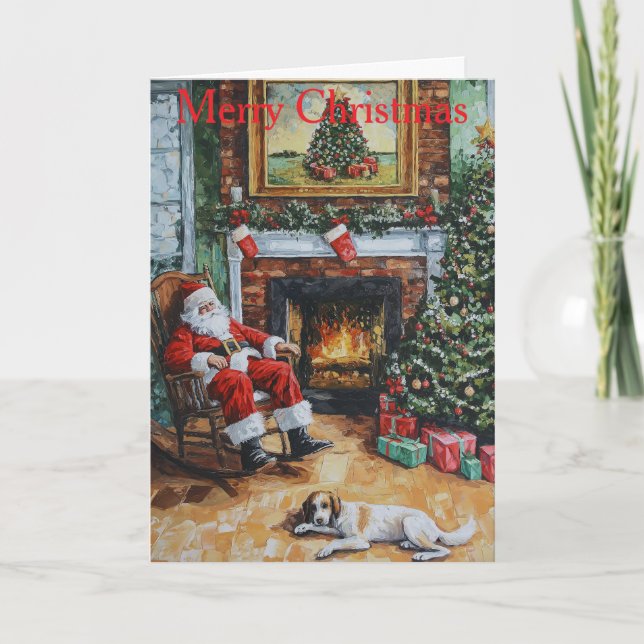 Tarjeta Festiva Santa relaxing at Christmas (Anverso)
