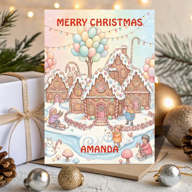 Tarjeta Festiva Santa’s Candy Village Kids Christmas Card (Subido por el creador)