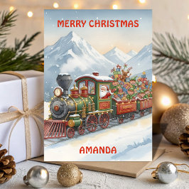 Tarjeta Festiva Santa’s Christmas Train Adventure Kids Card