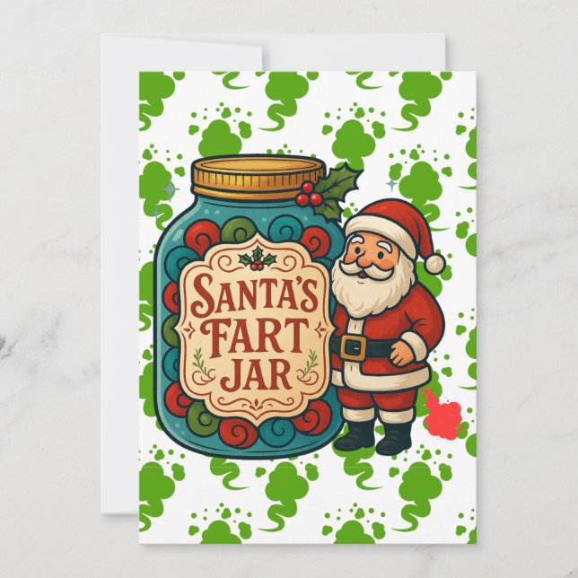 Tarjeta Festiva Santa’s Fart Jar Hilarious Christmas (Anverso)