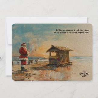 Tarjeta Festiva Santa’s Tropical Manger Christmas in July Card